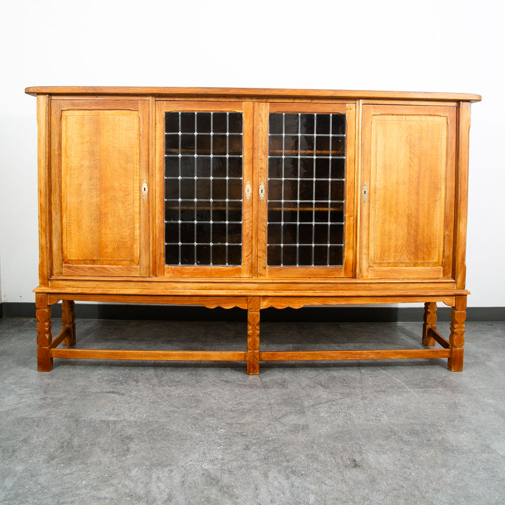 Mid Century Danish Modern Cabinet Credenza Glass Henning Kjernulf White Oak Mcm