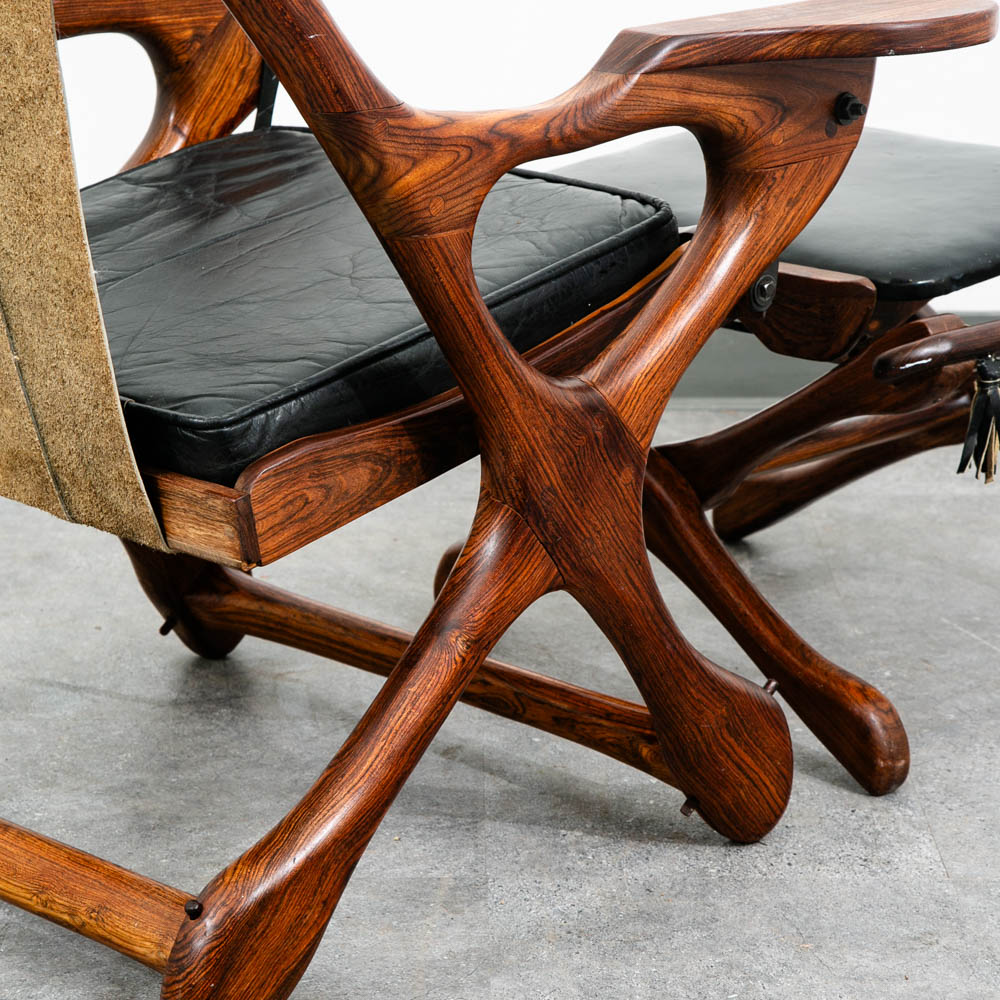 Mid Century Modern Lounge Chair Don Shoemaker Senal Swinger Rosewood Ottoman Arm - Image 12