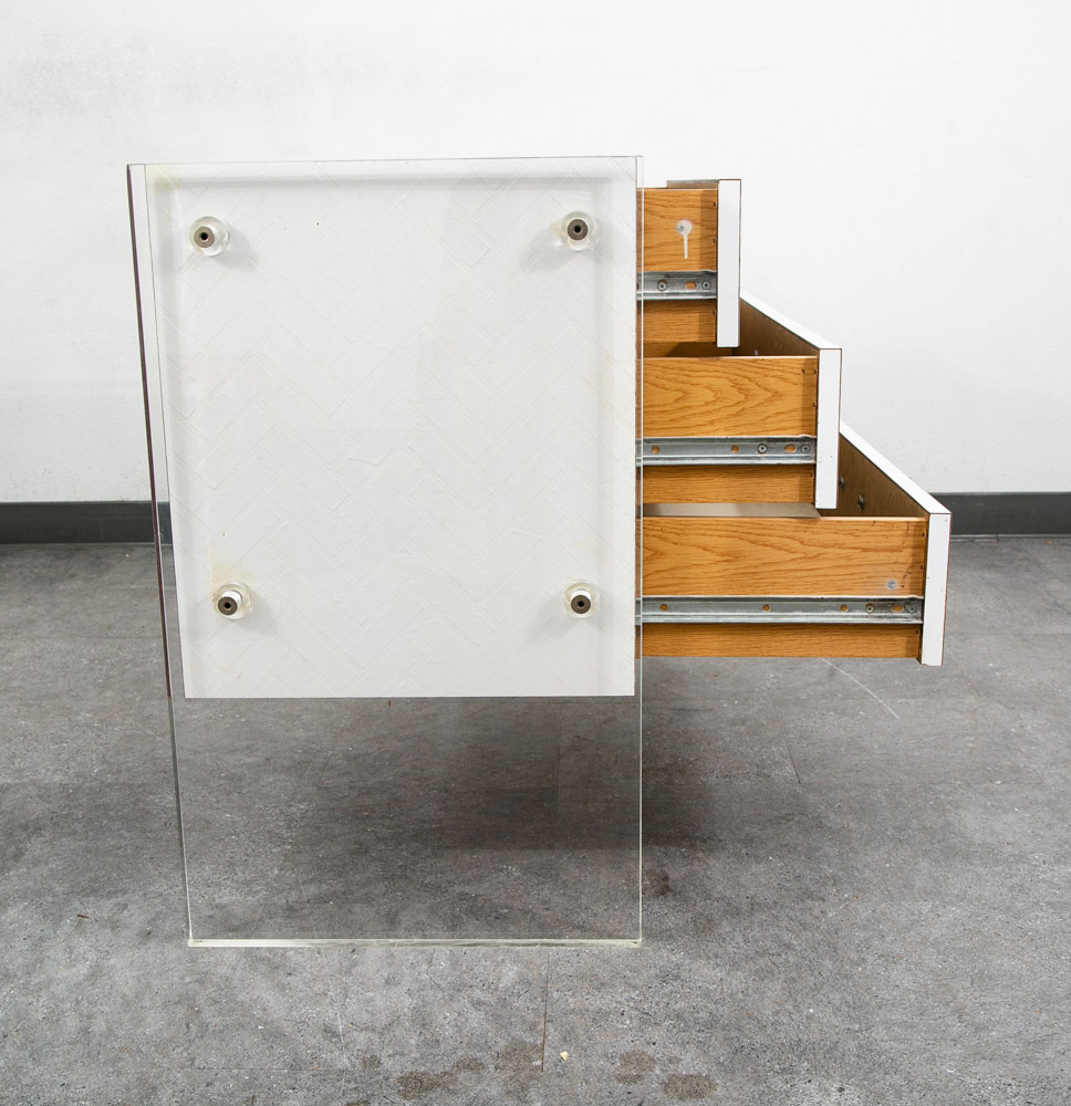 Mid Century Modern Chest Drawers Dresser 3 Drawer Lucite White 1970s Retro Mcm - Image 6