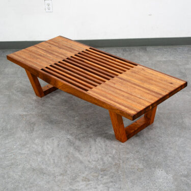 Mid Century Modern Slat Bench Coffee Table Vintage Light Solid Wood Refinished