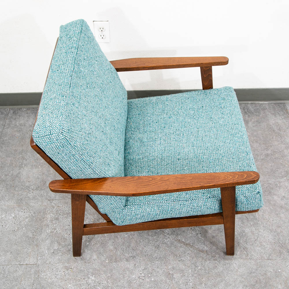 Mid Century Danish Modern Lounge Chair Armchair Blue Aqua Arms Mcm Denmark Japan - Image 9