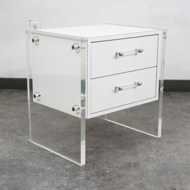 Mid Century Modern Nightstand 2 Drawers Lucite White 1970s Vintage Groovy Retro