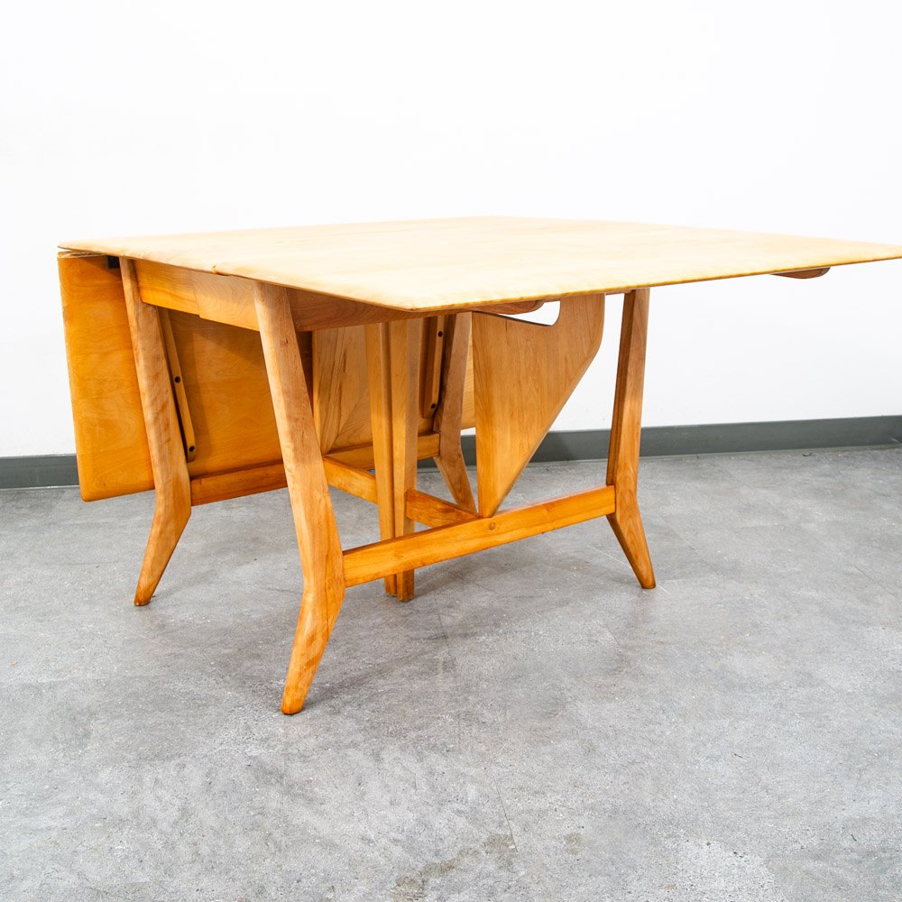 Mid Century Modern Dining Table Solid Maple Gate Leg Drop Heywood Wakefield Leaf - Image 10