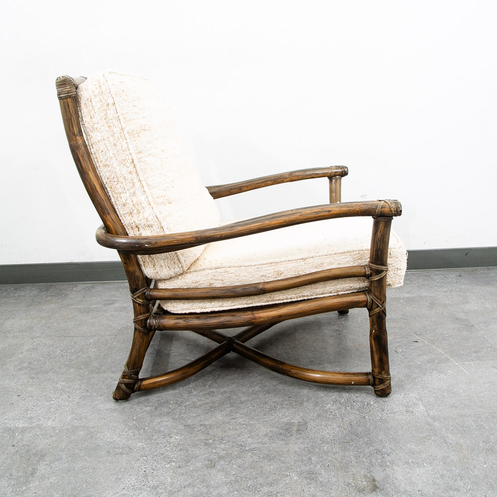 Mid Century Modern Lounge Chair McGuire Bamboo Boho Swivel Rattan Basket - Image 2