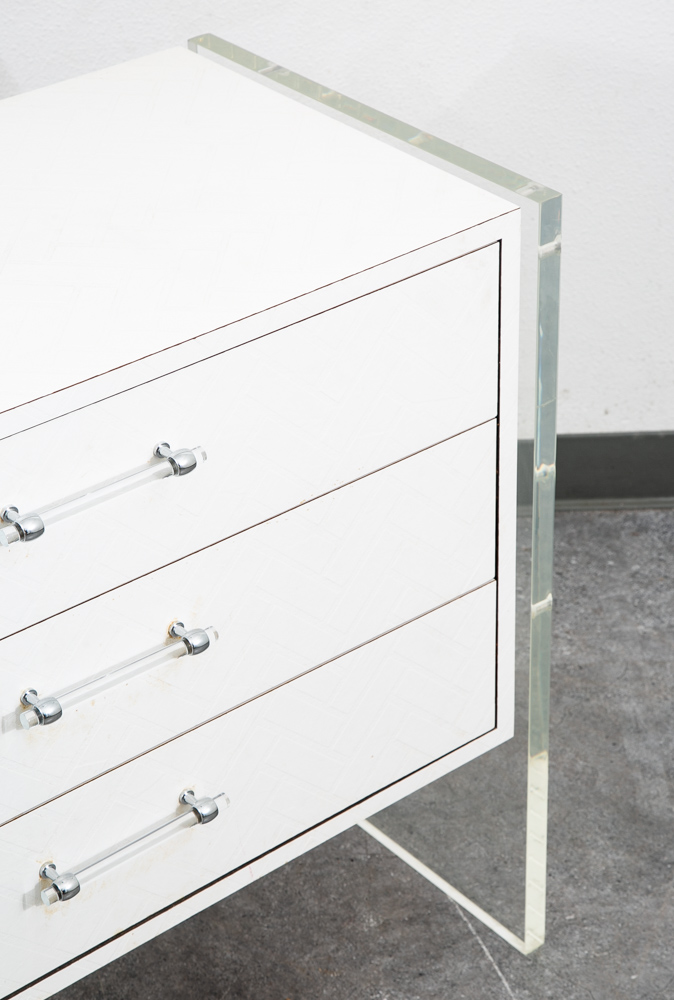 Mid Century Modern Chest Drawers Dresser 3 Drawer Lucite White 1970s Retro Mcm - Image 10