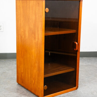 Mid Century Modern Compact Cabinet Teak Smoked Glass Mcm Media Lights Vintage