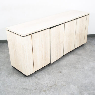 Mid Century Modern Credenza Sideboard Custom Stone Faux Marble 1980s 70s Drawers