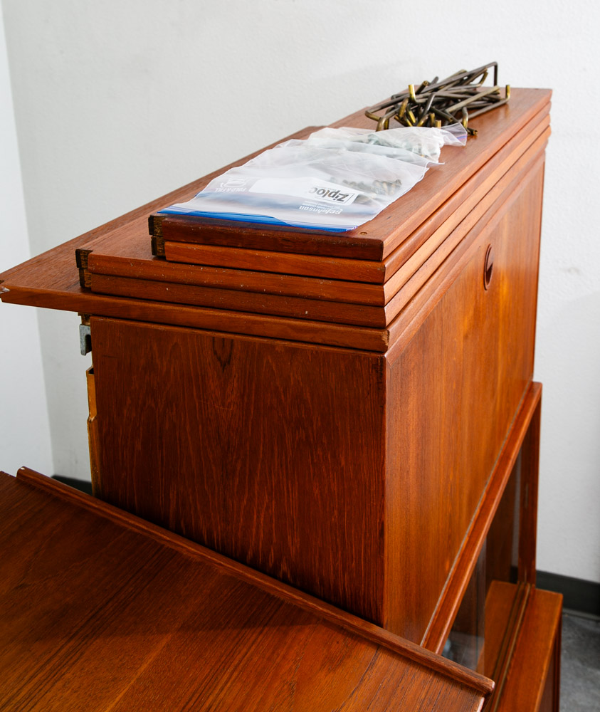 Mid Century Danish Modern Wall Unit 4 bay Teak HG Hansen Guldborg Modular Desk - Image 9