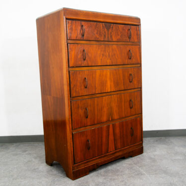 Mid Century Modern Highboy Dresser 5 Drawer Walnut Vintage Mcm Metal Burl Wood