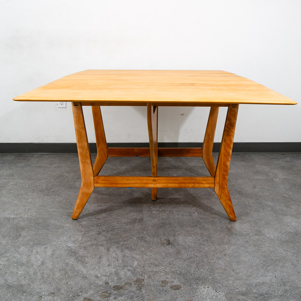 Mid Century Modern Dining Table Solid Maple Gate Leg Drop Heywood Wakefield Leaf - Image 7