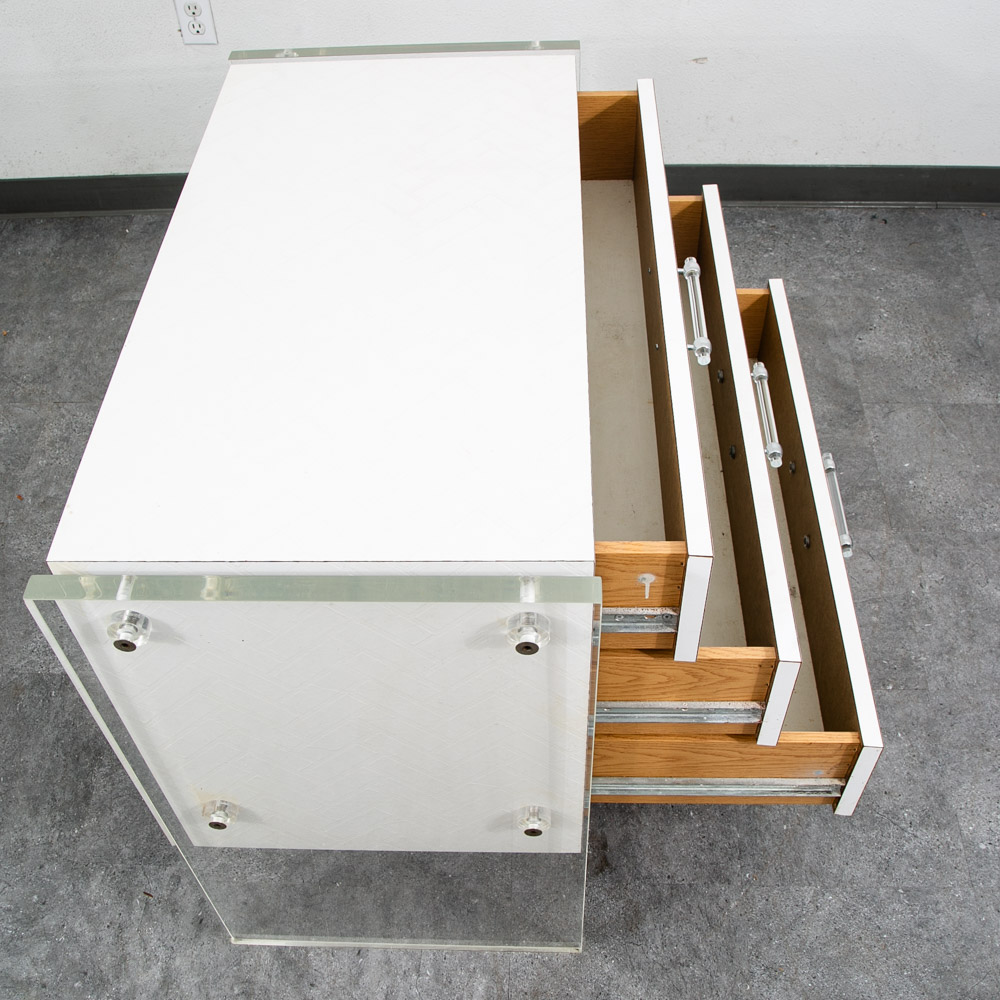 Mid Century Modern Chest Drawers Dresser 3 Drawer Lucite White 1970s Retro Mcm - Image 5
