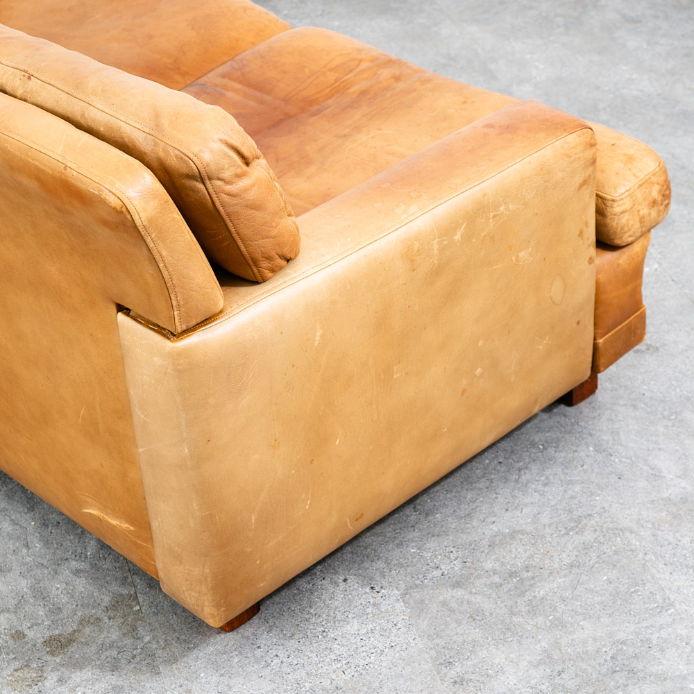 Mid Century Danish Modern Sofa Settee 2 Seater Tan Vante Leather Cognac Couch - Image 11