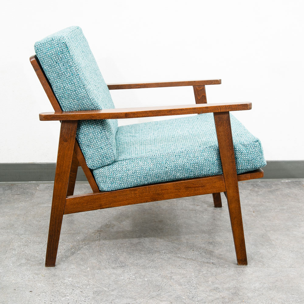 Mid Century Danish Modern Lounge Chair Armchair Blue Aqua Arms Mcm Denmark Japan - Image 2
