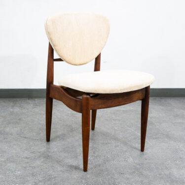 Mid Century Danish Modern Dining Chair John Stuart Wood Walnut Off White Cream