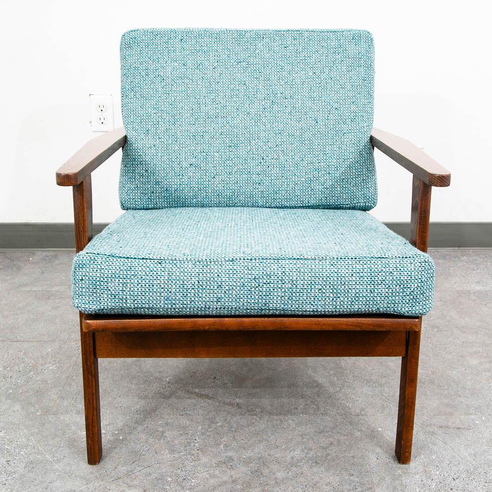 Mid Century Danish Modern Lounge Chair Armchair Blue Aqua Arms Mcm Denmark Japan - Image 4