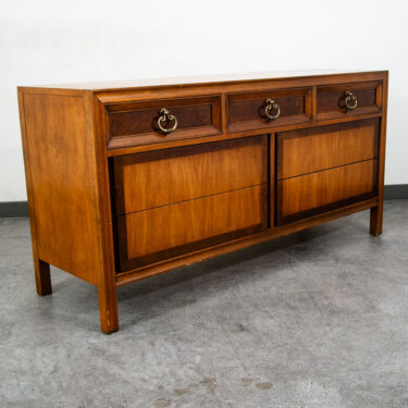 Mid Century Modern Dresser Credenza 7 Drawer Basic Witz Wood Vintage Mcm Brass