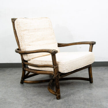 Mid Century Modern Lounge Chair McGuire Bamboo Boho Swivel Rattan Basket