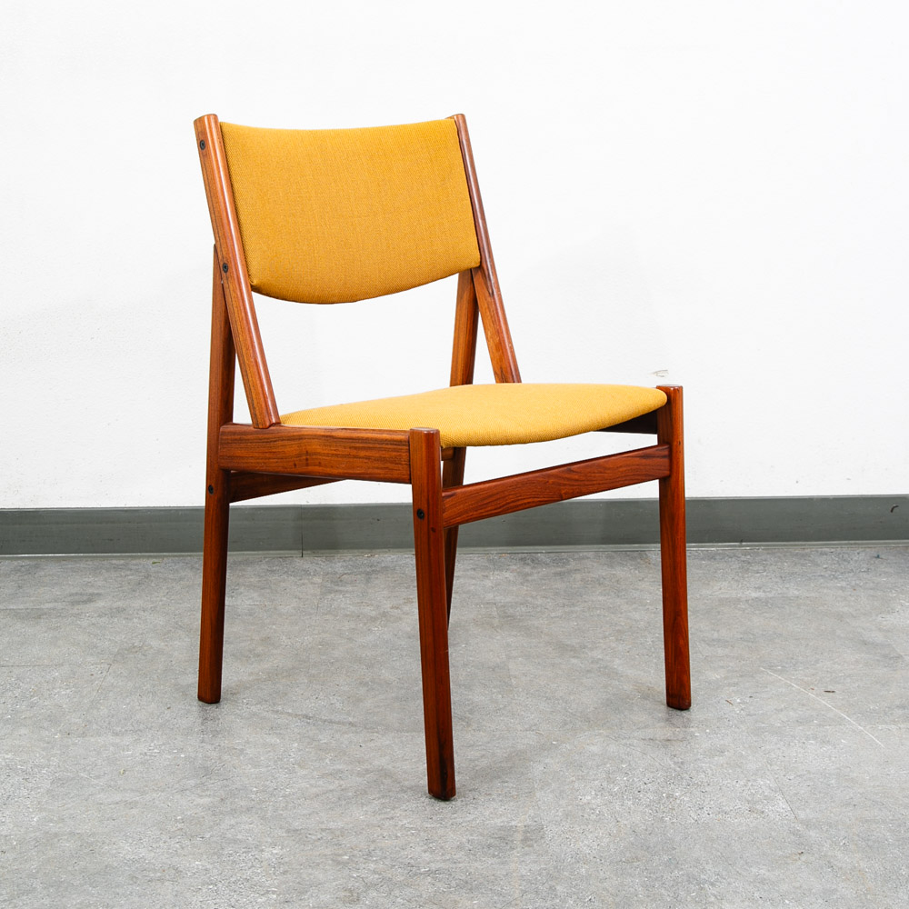 Mid Century Danish Modern Dining Chairs Mustard Yellow Dyrlund Teak Denmark Mcm