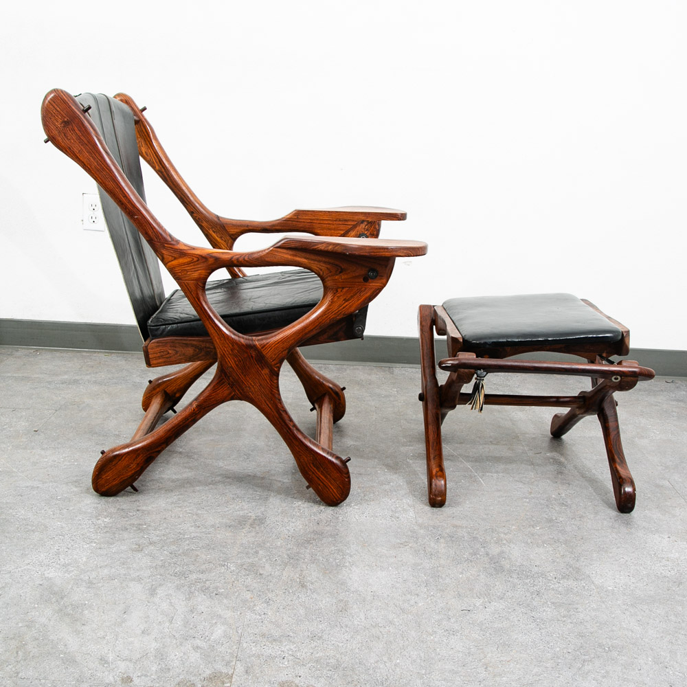 Mid Century Modern Lounge Chair Don Shoemaker Senal Swinger Rosewood Ottoman Arm - Image 2