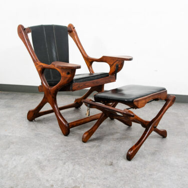 Mid Century Modern Lounge Chair Don Shoemaker Senal Swinger Rosewood Ottoman Arm