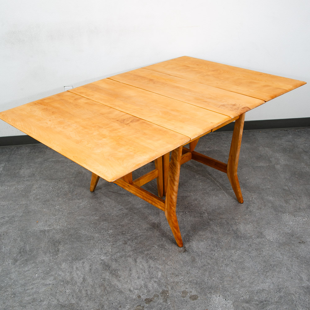 Mid Century Modern Dining Table Solid Maple Gate Leg Drop Heywood Wakefield Leaf - Image 5