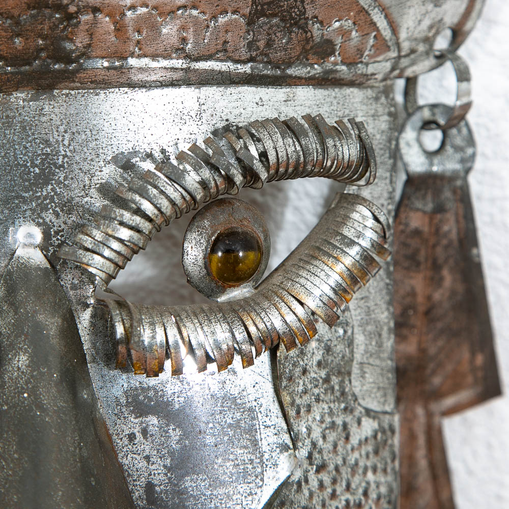 Mid Century Modern Tin Mask Wall Decor Mexican Folk Art Wall Hanging Silver - Image 7