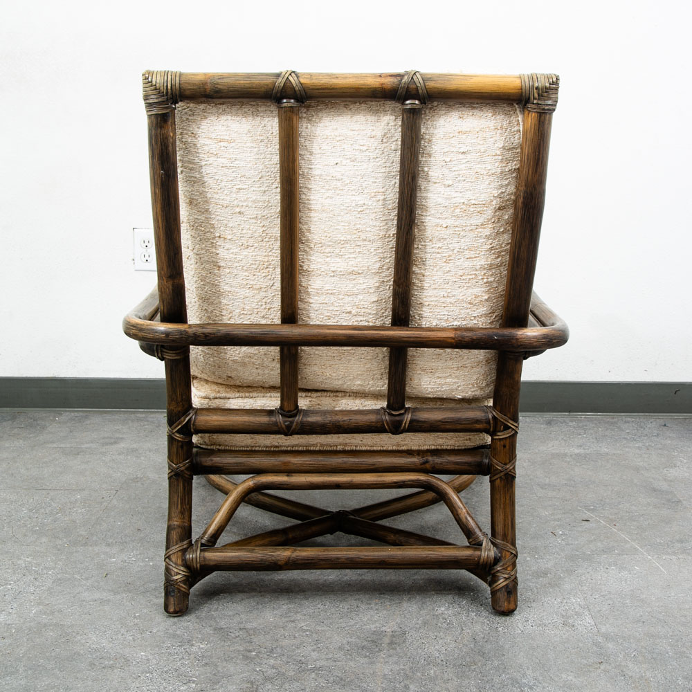 Mid Century Modern Lounge Chair McGuire Bamboo Boho Swivel Rattan Basket - Image 7