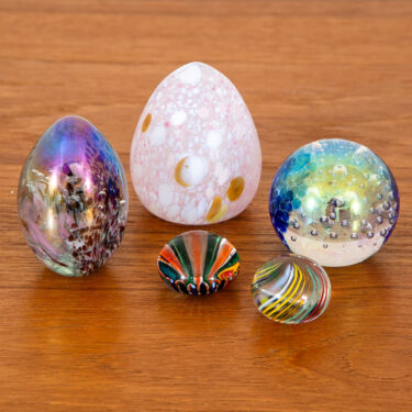 Mid Century Modern Art Glass Paperweights Lot of 5 Signed GES MSH Boda