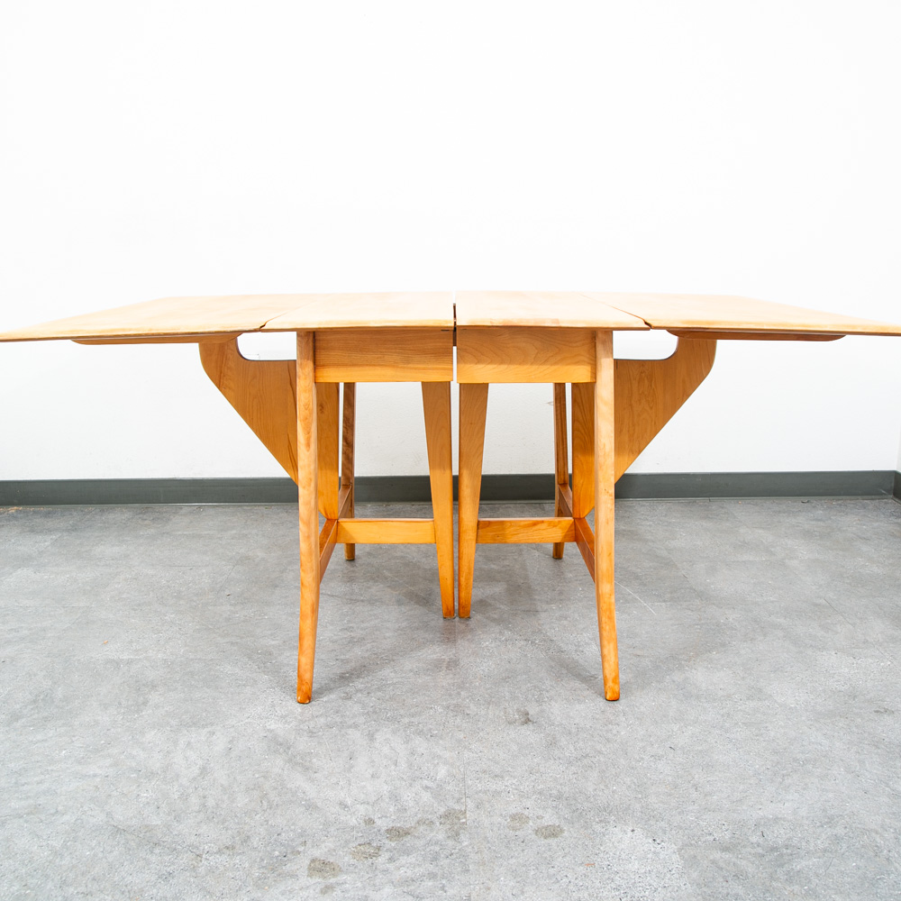 Mid Century Modern Dining Table Solid Maple Gate Leg Drop Heywood Wakefield Leaf - Image 9