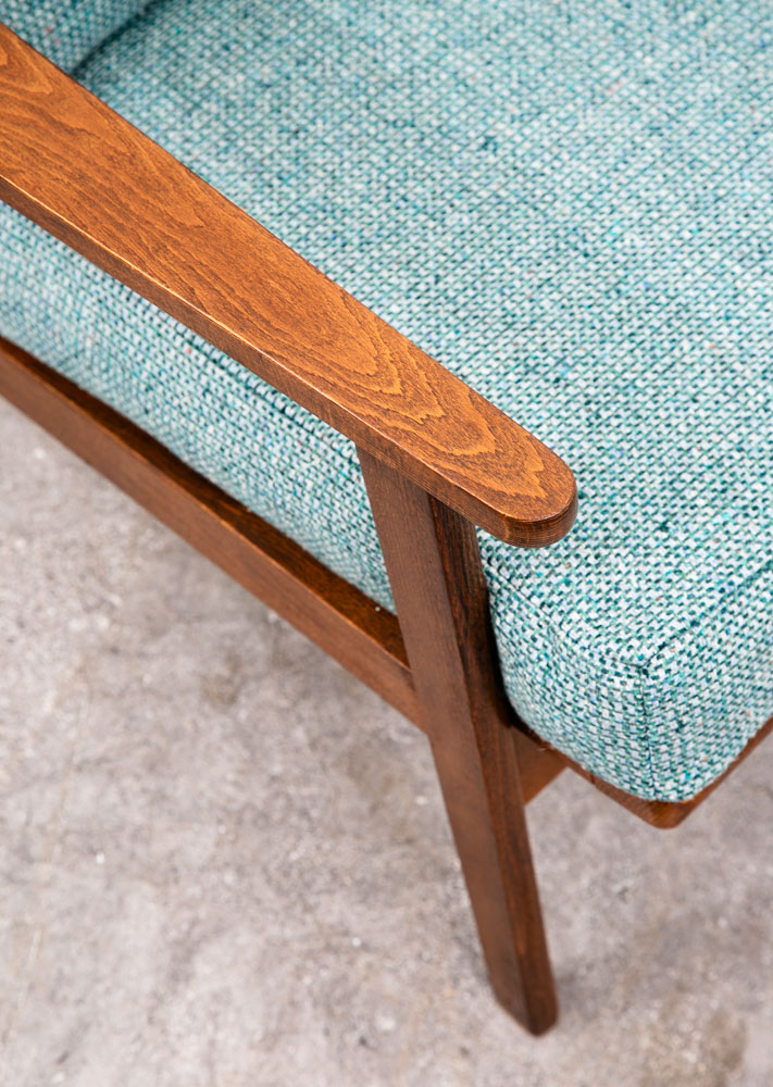Mid Century Danish Modern Lounge Chair Armchair Blue Aqua Arms Mcm Denmark Japan - Image 11