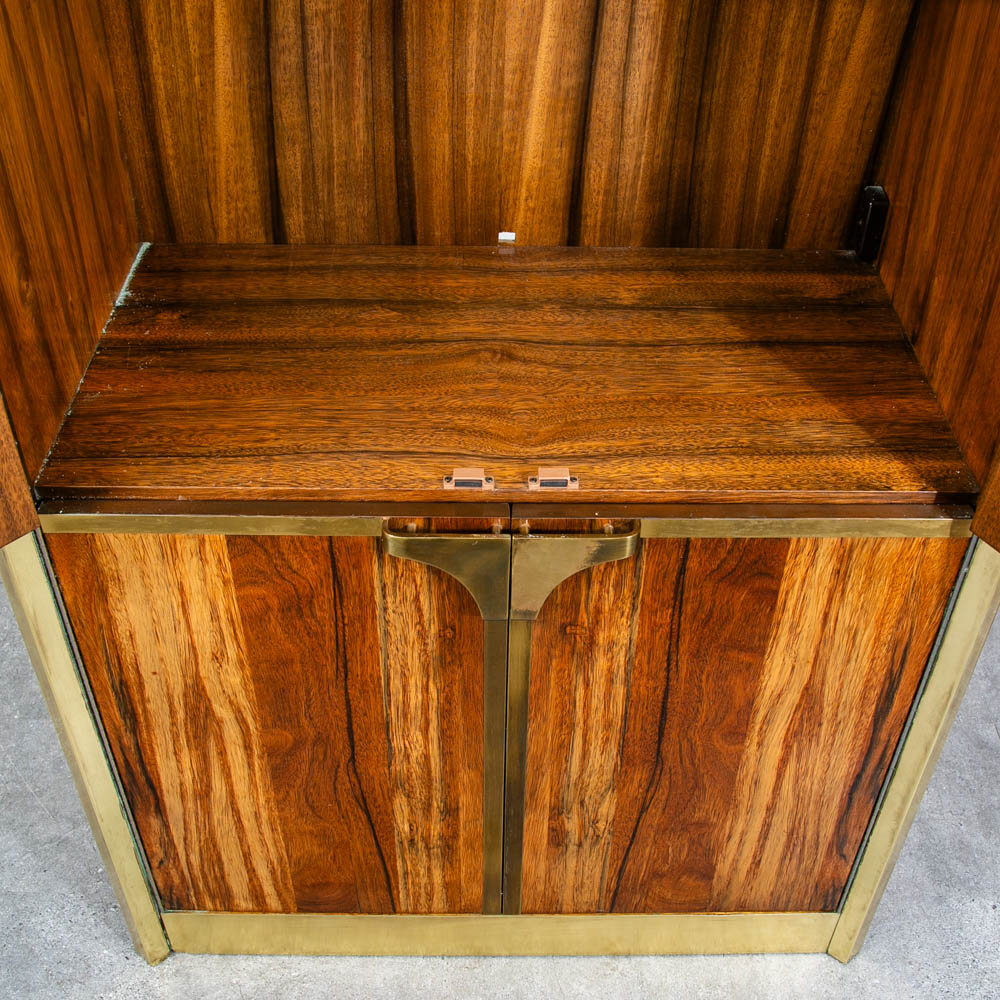 Mid Century Modern Armoire Cabinet Mastercraft Campaign Zebrano Solid Brass 70s - Image 8