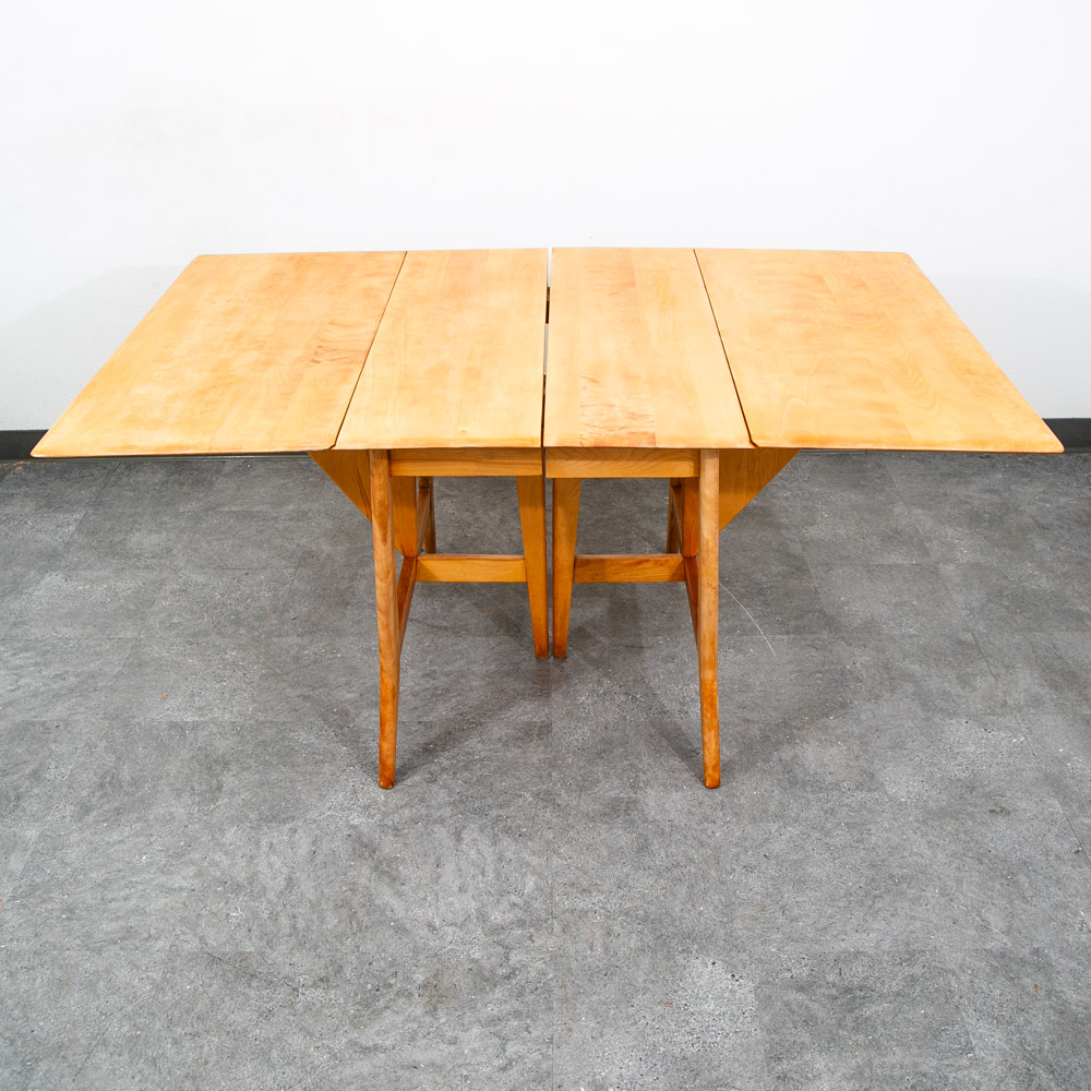 Mid Century Modern Dining Table Solid Maple Gate Leg Drop Heywood Wakefield Leaf - Image 6