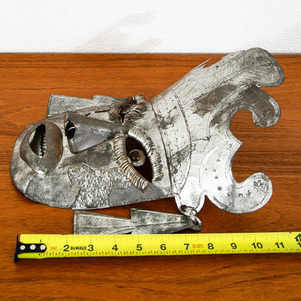 Mid Century Modern Tin Mask Wall Decor Mexican Folk Art Wall Hanging Silver - Image 10