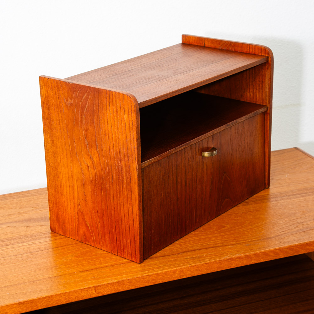 Mid Century Danish Modern Nightstand Floating Storage Shelf Drop Cabinet Vintage - Image 6