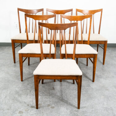 Mid Century Modern Dining Chairs Set 6 Solid Stained Oak Keller Furniture Tan