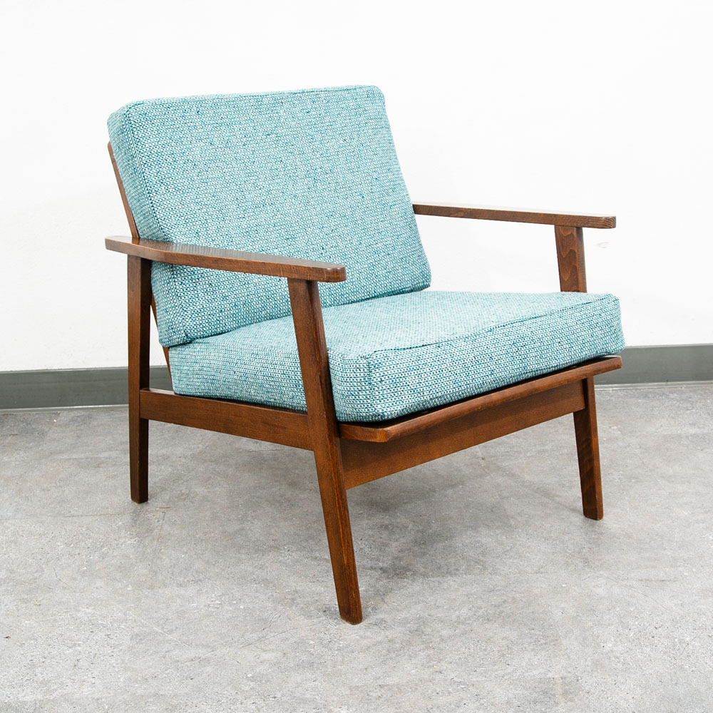 Mid Century Danish Modern Lounge Chair Armchair Blue Aqua Arms Mcm Denmark Japan - Image 10