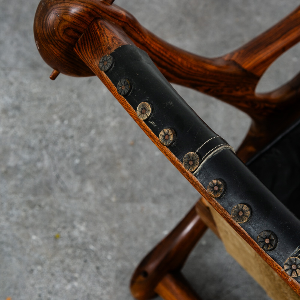 Mid Century Modern Lounge Chair Don Shoemaker Senal Swinger Rosewood Ottoman Arm - Image 11