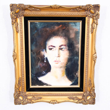 Mid Century Modern Painting Portrait Original Art Artist Woman Watercolor Signed