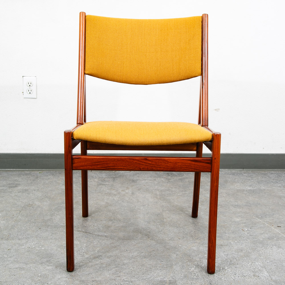 Mid Century Danish Modern Dining Chairs Mustard Yellow Dyrlund Teak Denmark Mcm - Image 3
