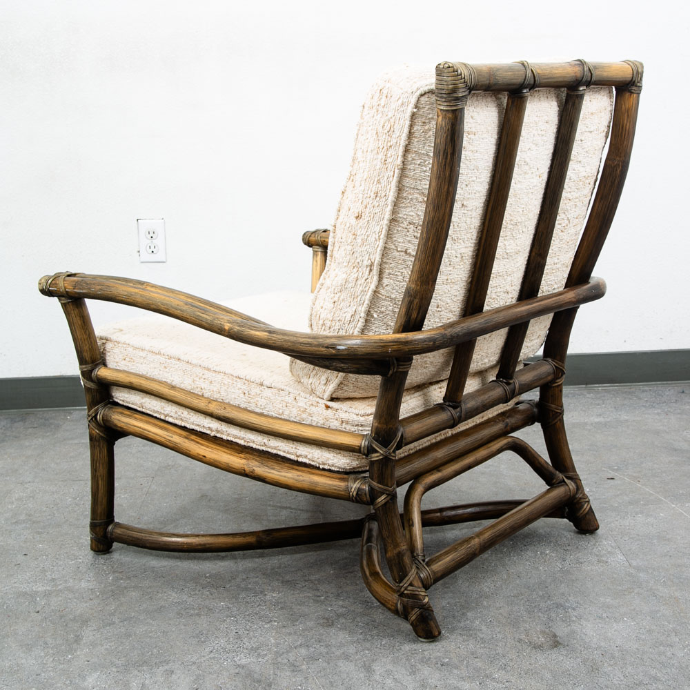 Mid Century Modern Lounge Chair McGuire Bamboo Boho Swivel Rattan Basket - Image 4