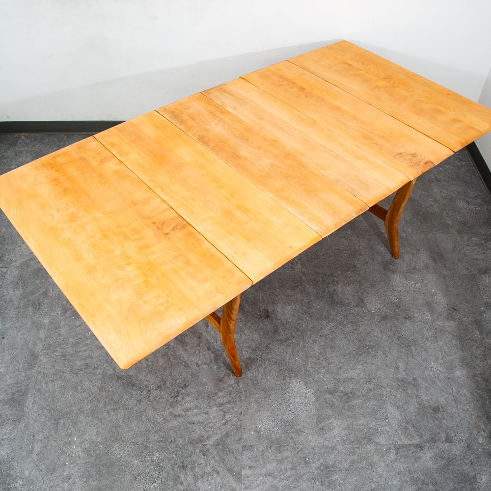 Mid Century Modern Dining Table Solid Maple Gate Leg Drop Heywood Wakefield Leaf - Image 4