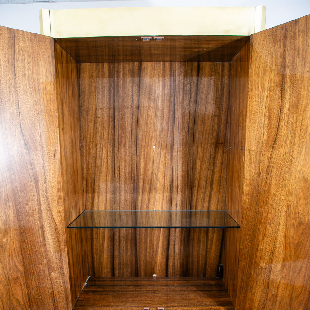 Mid Century Modern Armoire Cabinet Mastercraft Campaign Zebrano Solid Brass 70s - Image 7