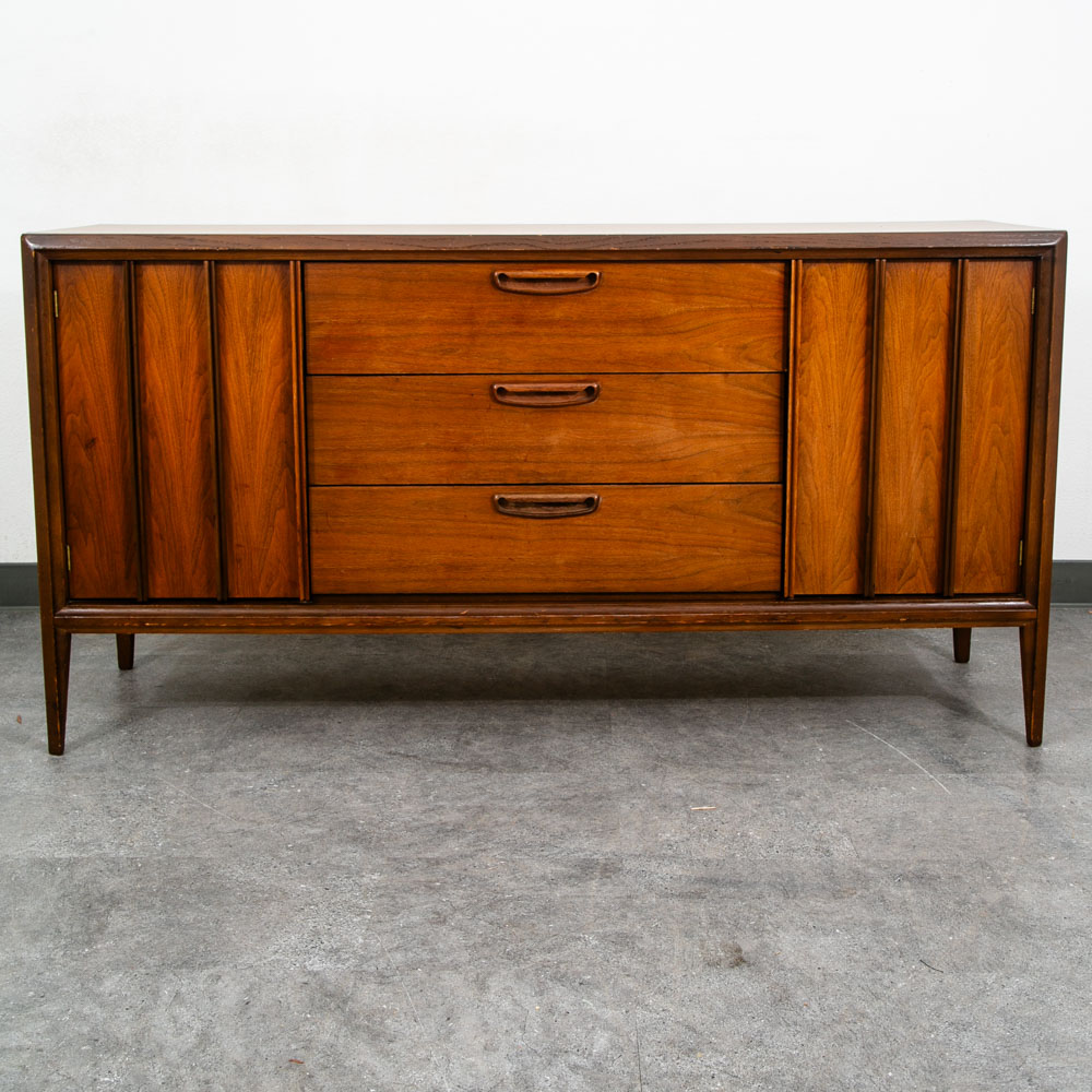 Mid Century Modern Dresser Credenza Keller 3 Drawer Walnut Vintage Danish Mcm - Image 2