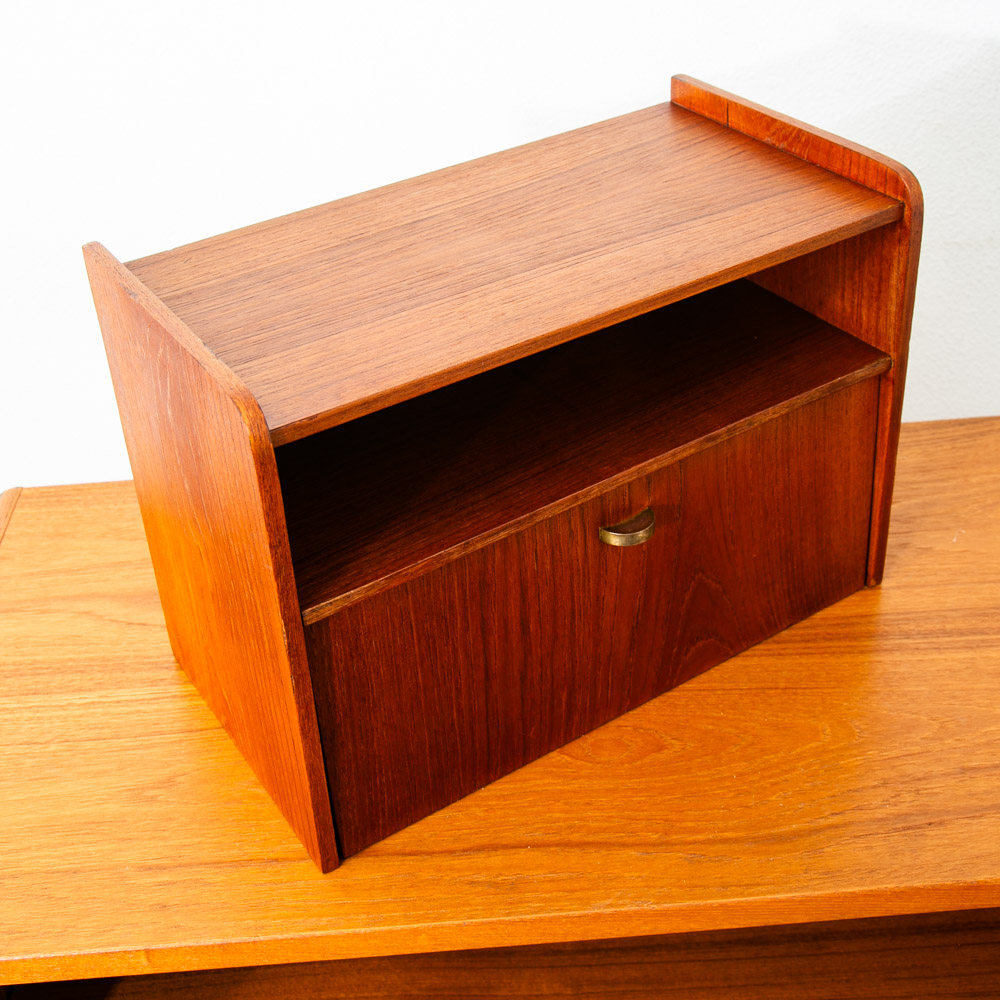 Mid Century Danish Modern Nightstand Floating Storage Shelf Drop Cabinet Vintage - Image 7