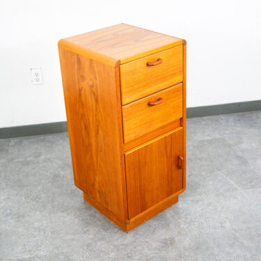 Mid Century Danish Modern Compact Cabinet Teak Wood 2 Drawers Table Vintage Mcm