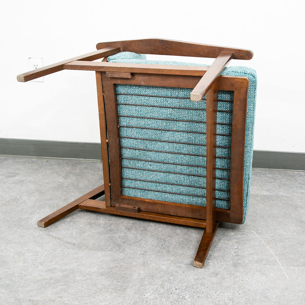 Mid Century Danish Modern Lounge Chair Armchair Blue Aqua Arms Mcm Denmark Japan - Image 5