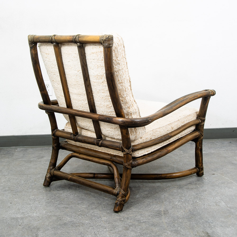 Mid Century Modern Lounge Chair McGuire Bamboo Boho Swivel Rattan Basket - Image 3