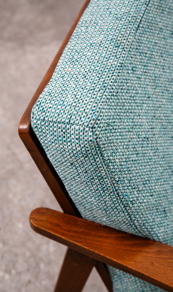 Mid Century Danish Modern Lounge Chair Armchair Blue Aqua Arms Mcm Denmark Japan - Image 8