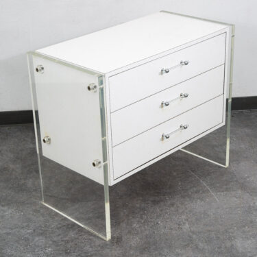 Mid Century Modern Chest Drawers Dresser 3 Drawer Lucite White 1970s Retro Mcm