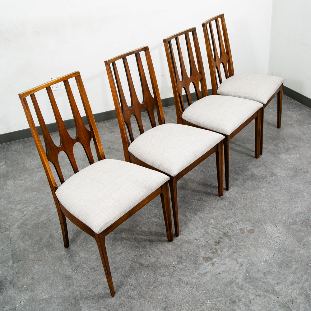 Mid Century Modern Dining Chairs Set 6 Broyhill Brasilia Back Grey White Chair - Image 3